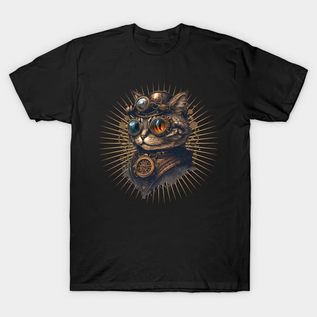 Steampunk Cat T-Shirt by RaruDesigns